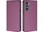 Custodia In Pelle Per Motorola Moto G200, Custodia Magnetica In Finto Cuoio Con Supporto Viola