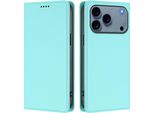 Custodia Per Iphone 17 Pro, Flip Case In Finto Cuoio Custodia Magnetica Antiurto Con Supporto Turchese