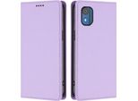 Custodia Per Telefono Cellulare Per Nokia C02, Flip Cover In Finto Cuoio Antiurto Magnetica Con Supporto Viola