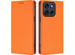Custodia In Pelle Per Motorola Moto G56, Custodia Flip Magnetica In Finto Cuoio Con Supporto Arancione