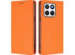 Custodia Per Telefono Cellulare Per Honor X8C, Flip Cover In Finto Cuoio Antiurto Magnetica Con Supporto Arancione