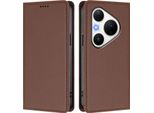Custodia In Pelle Per Huawei Pura 80 Pro/Pura 80 Pro+, Custodia Flip Magnetica In Finto Cuoio Con Supporto Marrone