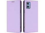 Custodia Per Motorola Moto E22 / E22I, Flip Cover In Finto Cuoio Antiurto Magnetica Con Supporto Viola