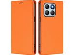Custodia Per Telefono Cellulare Per Honor X8B, Flip Cover In Finto Cuoio Antiurto Magnetica Con Supporto Arancione