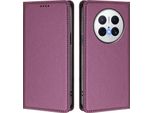 Custodia Per Huawei Mate 70 Pro/Mate 70 Pro+, Flip Cover In Finto Cuoio Antiurto Magnetica Con Supporto Viola