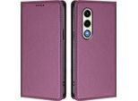 Custodia In Pelle Per Itel S25, Custodia Magnetica In Finto Cuoio Flip Con Supporto Purple