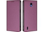 Custodia In Pelle Per Nokia C01 Plus/Nokia C1 2Nd Edition, Custodia Magnetica In Finto Cuoio Con Supporto Viola