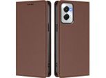 Custodia Per Motorola Moto G Power 2024 5G, Flip Cover In Finto Cuoio Antiurto Magnetica Con Supporto Marrone