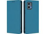 Custodia In Pelle Per Motorola Moto G 5G 2023, Custodia Flip Magnetica In Finto Cuoio Con Supporto Lake Blu
