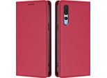 Custodia Per Telefono Cellulare Per Huawei P20 Pro, Flip Cover In Finto Cuoio Antiurto Magnetica Con Supporto Rosso