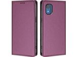 Custodia In Pelle Per Nokia C02, Custodia Flip Magnetica In Finto Cuoio Con Supporto Viola