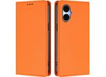 Custodia Per Telefono Cellulare Per Blu G53, Flip Cover In Finto Cuoio Antiurto Custodia Magnetica Con Supporto Arancione