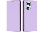 Custodia Per Oppo Find X5 Pro, Custodia Magnetica Antiurto Con Supporto In Finto Cuoio Flip Cover Viola