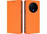 Custodia In Pelle Per Honor Magic8, Custodia Flip Magnetica In Finto Cuoio Con Supporto Arancione