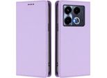 Custodia In Pelle Per Infinix Note 40 4G, Custodia Magnetica In Finto Cuoio Con Supporto Viola Chiaro