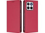 Custodia Per Telefono Cellulare Per Honor X8C, Flip Cover In Finto Cuoio Antiurto Magnetica Con Supporto Rosso