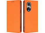 Custodia In Pelle Per Huawei Nova 9 /Honor 50, Flip Case Magnetico In Finto Cuoio Con Supporto Arancione