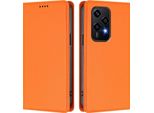 Custodia In Pelle Per Honor 200 Lite, Custodia Flip Magnetica In Finto Cuoio Con Supporto Arancione
