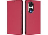 Custodia Per Telefono Cellulare Per Honor 90, Flip Cover In Finto Cuoio Antiurto Magnetica Con Supporto Rosso