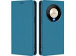 Custodia Per Telefono Cellulare Per Honor X9B/Magic6 Lite, Flip Cover In Finto Cuoio Antiurto Magnetica Con Supporto Blu