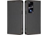 Custodia Per Telefono Cellulare Per Honor 80 Gt, Flip Cover In Finto Cuoio Antiurto Magnetica Con Supporto Nero