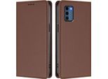 Custodia Per Nokia C300, Flip Cover In Finto Cuoio Antiurto Magnetica Con Supporto Marrone