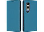 Custodia In Pelle Per Itel S25, Custodia Magnetica In Finto Cuoio Flip Con Supporto Lake Blu