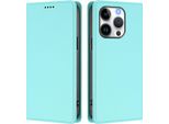 Custodia Per Iphone 16 Pro, Flip Case In Finto Cuoio Custodia Magnetica Antiurto Con Supporto Turchese