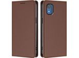 Custodia In Pelle Per Nokia C02, Custodia Flip Magnetica In Finto Cuoio Con Supporto Marrone