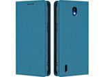 Custodia In Pelle Per Nokia C01 Plus/Nokia C1 2Nd Edition, Custodia Flip Magnetica In Finto Cuoio Con Supporto Lake Blu