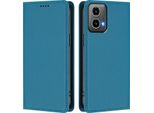 Custodia In Pelle Per Motorola Moto G34 / Moto G45, Custodia Flip Magnetica In Finto Cuoio Con Supporto Lake Blu
