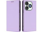 Custodia Per Cellulare Per Itel A50, Flip Cover In Finto Cuoio Antiurto Magnetica Con Supporto Viola