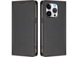 Custodia Per Iphone 14 Pro, Flip Cover In Finto Cuoio Antiurto Magnetica Con Supporto Nero
