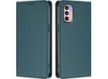 Custodia Per Motorola Moto G41 / Moto G31, Flip Cover In Finto Cuoio Antiurto Magnetica Con Supporto Verde
