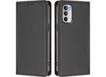 Custodia In Pelle Per Motorola Moto G 5G 2022, Custodia Flip Magnetica In Finto Cuoio Con Supporto Nero