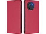 Custodia In Pelle Per Doogee Note 59 / Note 59 Pro, Custodia Magnetica In Finto Cuoio Con Supporto Rosso