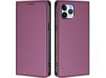 Custodia In Pelle Per Iphone 11 Pro, Custodia Flip Magnetica In Finto Cuoio Con Supporto Viola