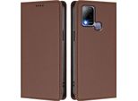 Custodia In Pelle Per Infinix Hot 10T / Hot 10S, Custodia Flip Magnetica In Finto Cuoio Con Supporto Marrone