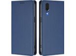 Custodia In Pelle Per Huawei P20, Flip Case Magnetico In Finto Cuoio Con Supporto Blu Scuro