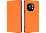 Custodia In Pelle Per Oneplus 11, Flip Case Magnetico In Finto Cuoio Con Supporto Arancione