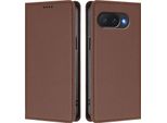 Custodia Per Google Pixel 10A, Flip Cover In Finto Cuoio Antiurto Magnetica Con Supporto Marrone