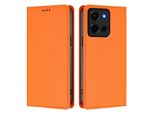 Custodia In Pelle Per Motorola Moto G 5G 2025, Custodia Flip Magnetica In Finto Cuoio Con Supporto Arancione