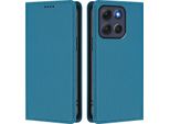 Custodia In Pelle Per Motorola Moto G86, Custodia Flip Magnetica In Finto Cuoio Con Supporto Lake Blu