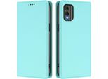 Custodia In Pelle Per Nokia C32, Flip Case Magnetico In Finto Cuoio Con Supporto Verde Menta