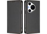Custodia Per Huawei Pura 70 Pro/Pura 70 Pro+, Flip Cover In Finto Cuoio Antiurto Magnetica Con Supporto Nero