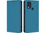 Custodia In Pelle Per Nokia C22, Custodia Flip Magnetica In Finto Cuoio Con Supporto Lake Blu