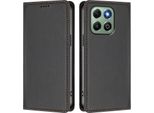 Custodia In Pelle Per Honor X6B/Honor X6A, Flip Case Magnetico In Finto Cuoio Con Supporto Nero