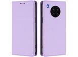 Custodia In Pelle Per Huawei Nova 8I /Honor 50 Lite, Custodia Flip Magnetica In Finto Cuoio Con Supporto Viola Chiaro