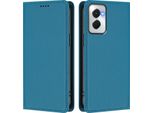 Custodia Per Motorola Moto G Power 2024 5G, Custodia Magnetica Antiurto Con Supporto In Finto Cuoio Flip Cover Blu