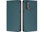 Custodia Per Motorola Moto G71 5G, Flip Cover In Finto Cuoio Antiurto Magnetica Con Supporto Verde